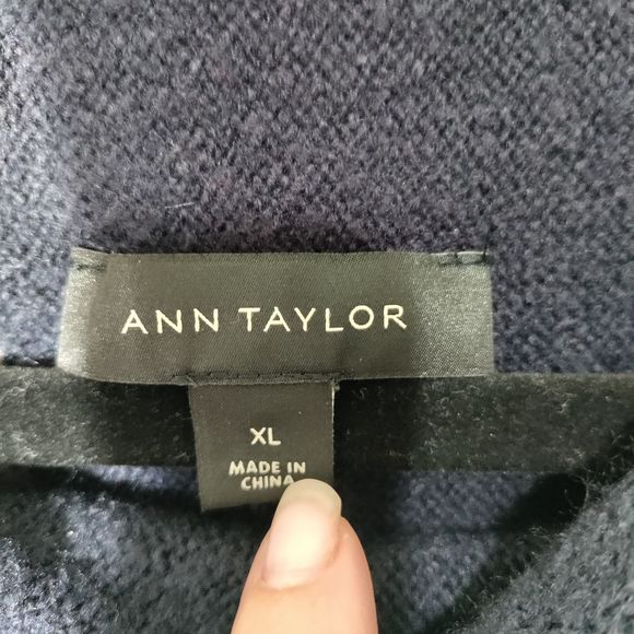 Ann Taylor Colorblock Sweater - Navy, Gray, Pink, Olive - Picture 3 of 8